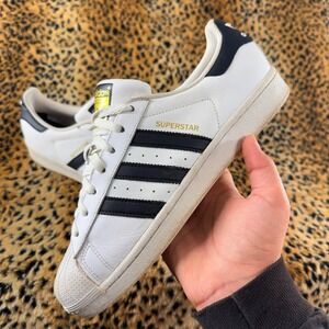 Adidas Superstar Foundation White Black Leather Sneakers Mens 9.5